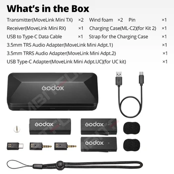 Godox MoveLink Mini LT UC Wireless Microphone 2.4GHz Transmitter Receiver Lavalier Mic for iPhone Type-C Smartphone DSLR Camera product image