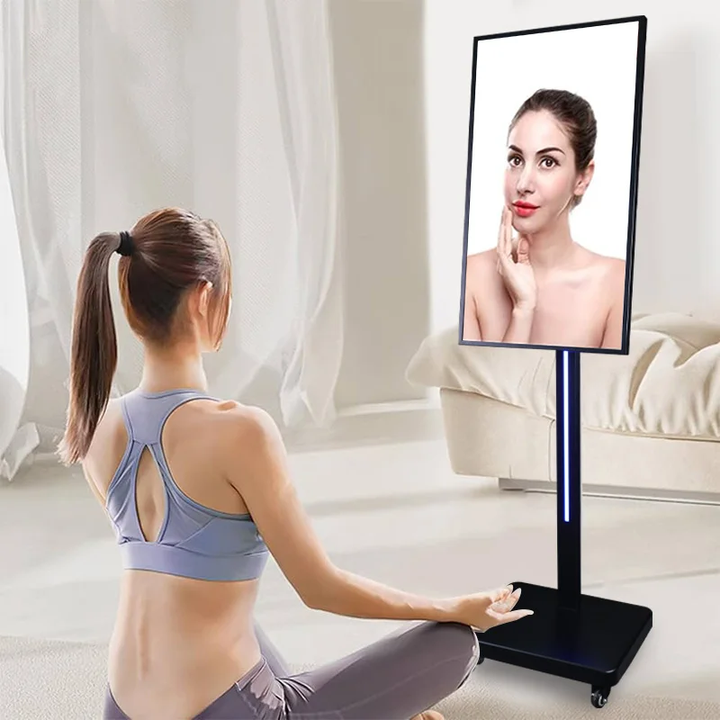 Lcd  Display Touch Screen Indoor Android Advertising Digital Signage Portable Mobile Floor Standing Smart Screen
