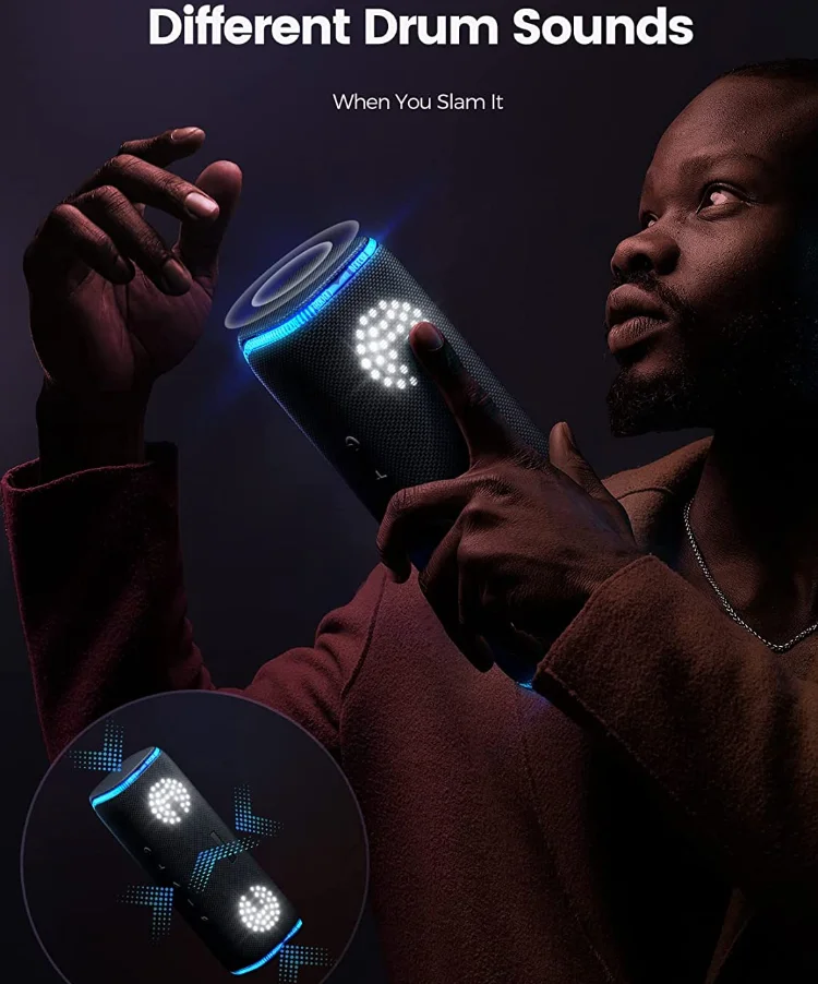 Latest Sound Box  F9 Waterproof Wireless BT Audio Speaker with Colorful Light Strap and Drum Beats Function