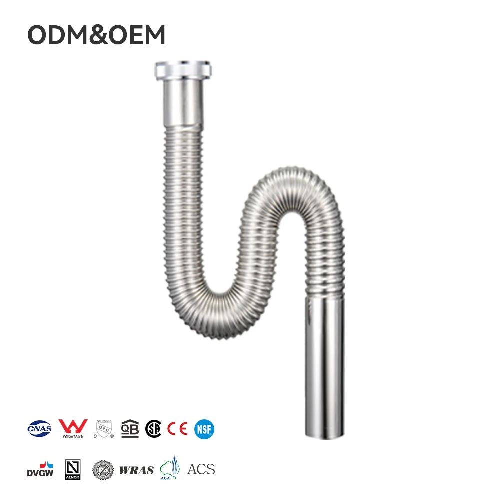 флекси цеви од нерђајућег челика 304, плациране, S цев за питку воду, флексибли дренажни шланг за лазарет