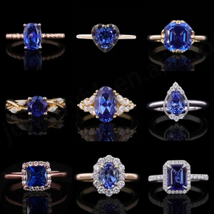 Custom Gold Plated Sterling Silver Lab Created Sapphire Engagement Ring Moissanite for Certified Forever Star Brand for