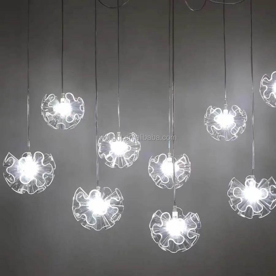 Acrylic Crystal Hydrangea Flower Ceiling Pendant Light Led Hanging  Chandelier Ornaments Luminous Wedding Light Stage Party Decor, image size:900x900