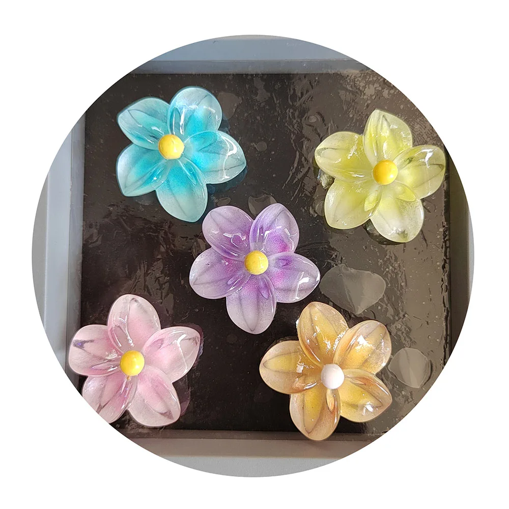 70 Cabochons Fleurs Résine – Dos Plat – Plumeria 3D – Mélange De Couleurs