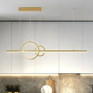 Hanging Pendant Living Room for Home Round LED Modern Long Chandelier Simple Ceiling House Pendant Lights Kitchen Island