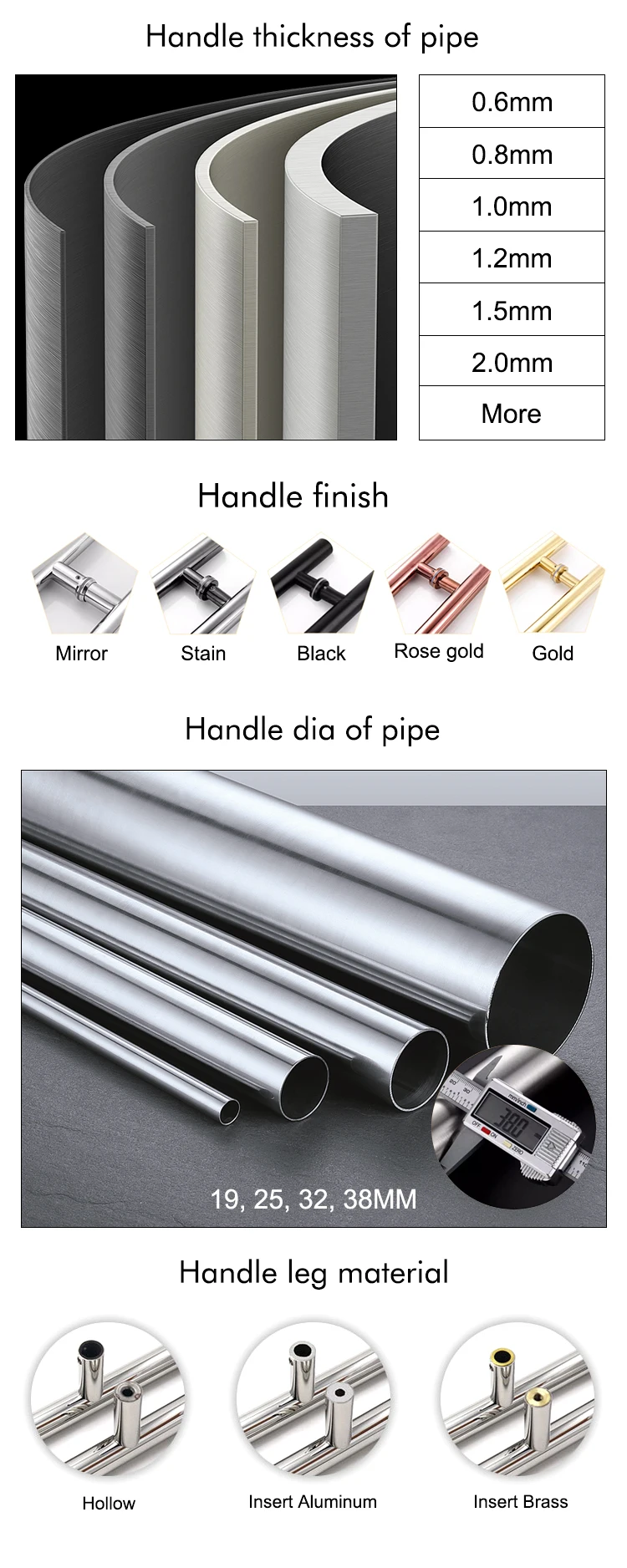 H-type Double Sided Sliding Glass Door Pull Handle For Bathroom Fitting ...