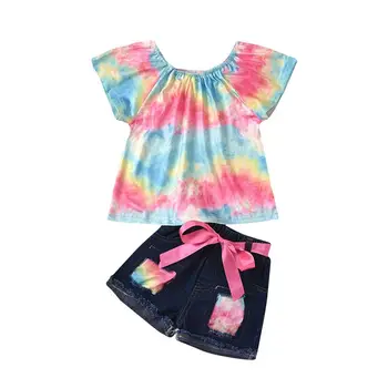 2020 hot sale 2pcs baby girls summer clothes suit kids casual daily clothes dress wear little girl clothes dresses boutique