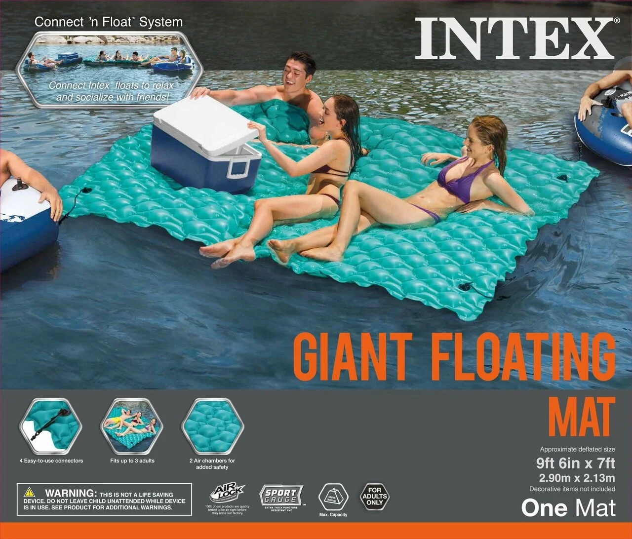 Intex 56841EP Giant Inflatable Floating Mat Blue for sale online 