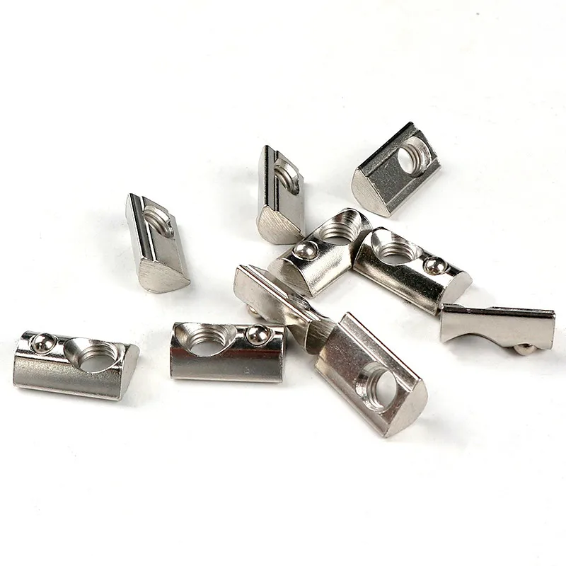 3030 4040 4545 Spring Loaded Ball Roll in T-slot Cable Tray Elastic Nut Roll Ball Spring Nuts for C-shaped Steel