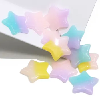 Very Cute Sparkly Pastel Star Flatback Kawaii Cabochons Pastel Shimmer Star Resin Flat Back Cabochons Cabs