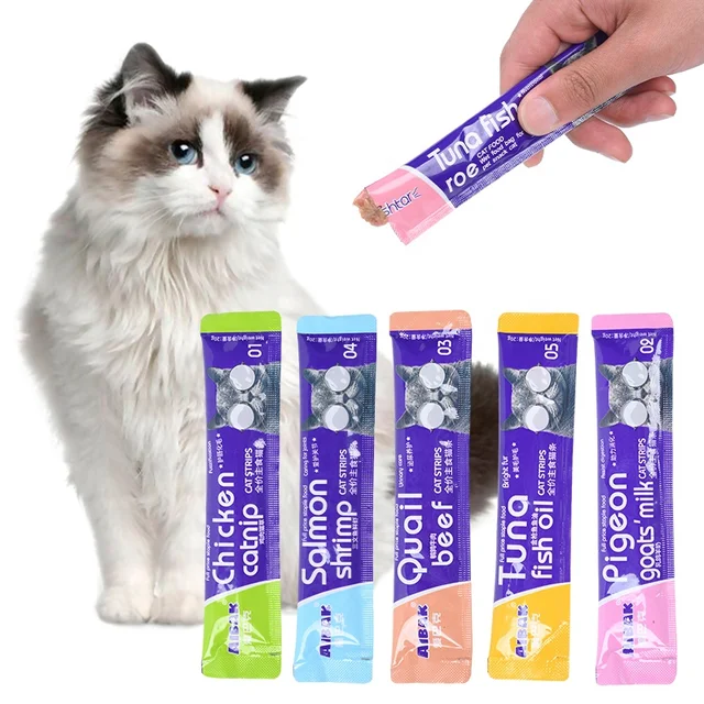 OEM Factory Wholesale 15g Cat Strips Chicken Flavor Kittens Snack Treats Wet Cat Food Cat Treats Private Label