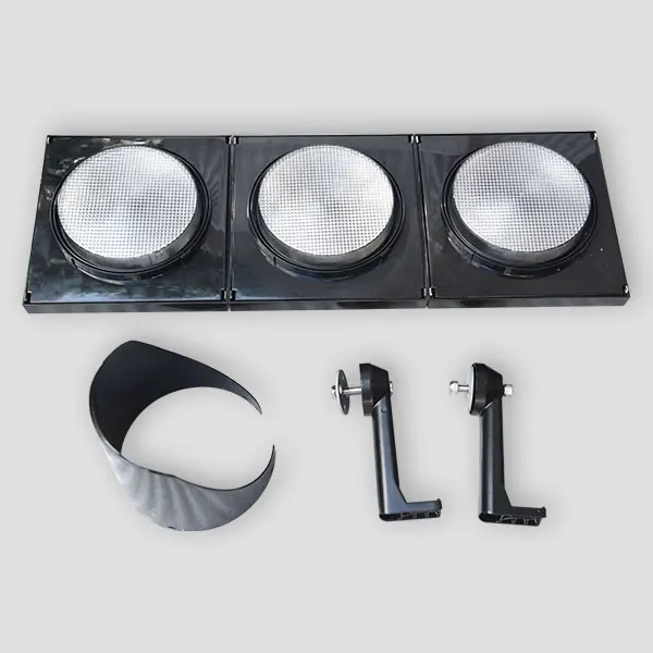 
 Прямая поставка с завода, 200 мм 12 В постоянного тока, светодиодный светофор с черным корпусом из поликарбоната  