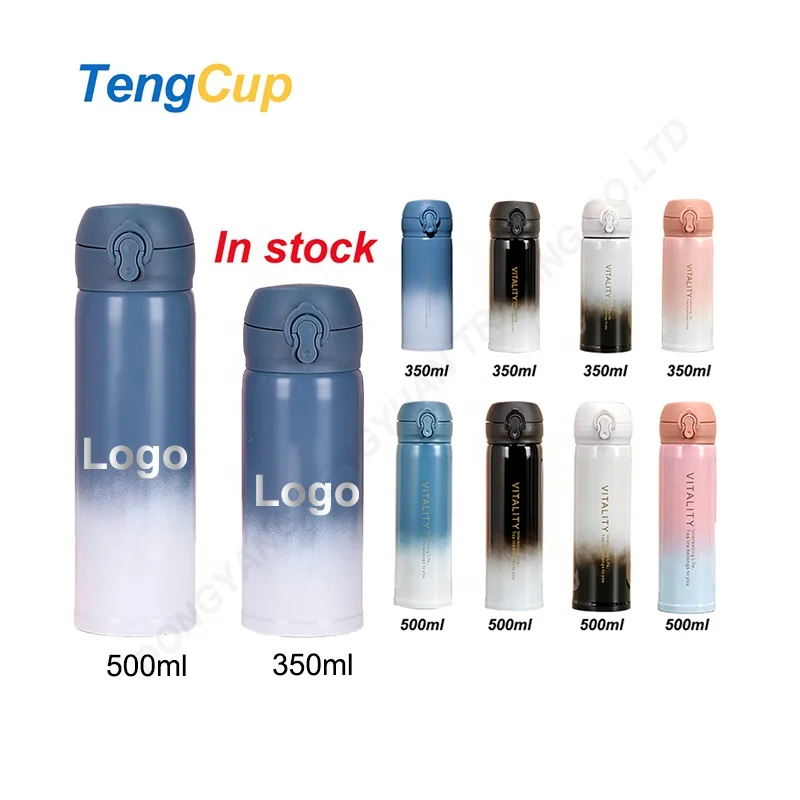 TY 350ml 500ml Customized logo Thermal Vacuum Flask Insulated Cup Stainless Steel Double Wall Hot Water Bottle