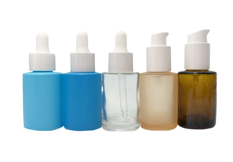 5ml 10ml 15ml Empty Glass Foundation Pump Bottle With Rubber White Head