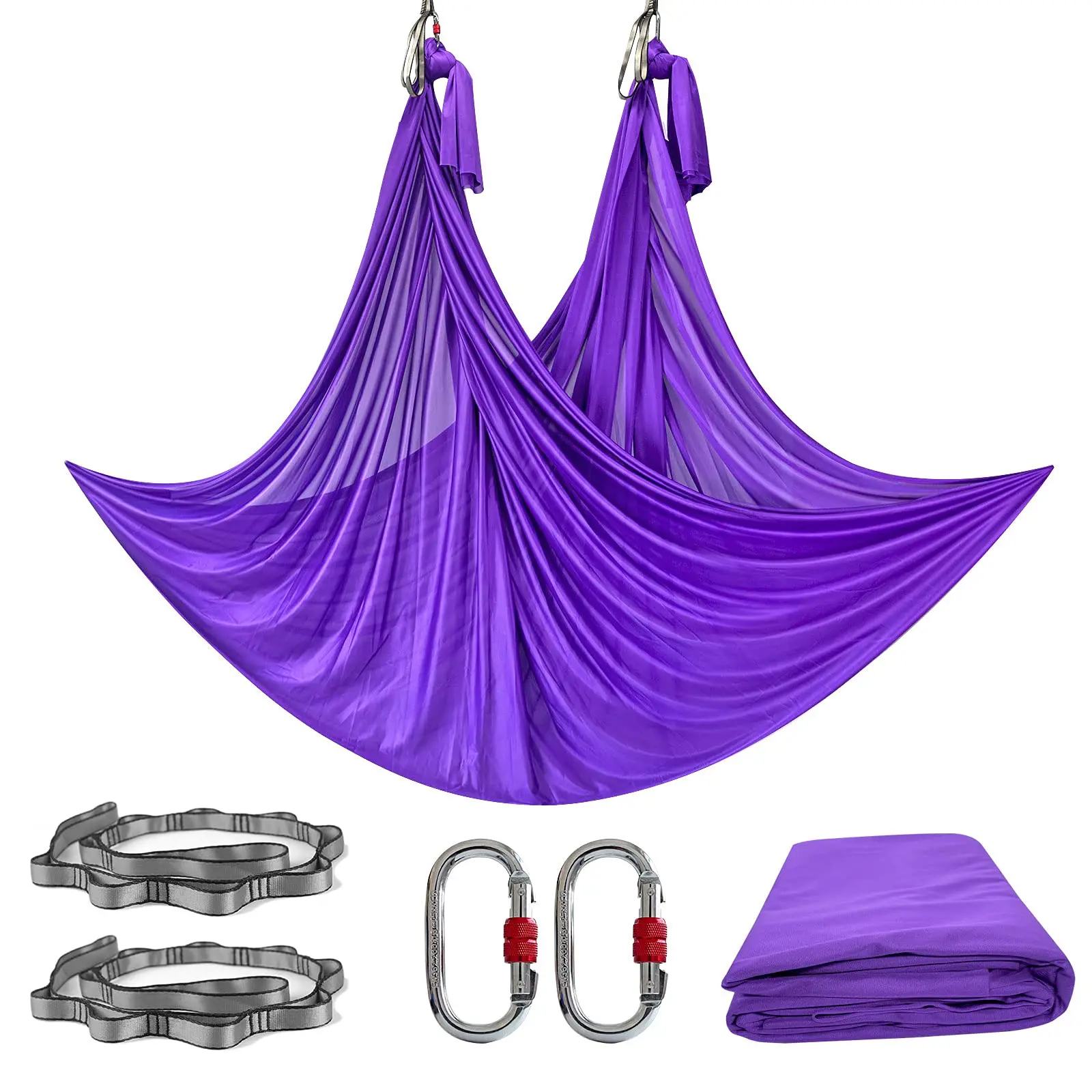 Custom Rainbow Color Aerial Yoga Hammock Set High Strength Antigravity