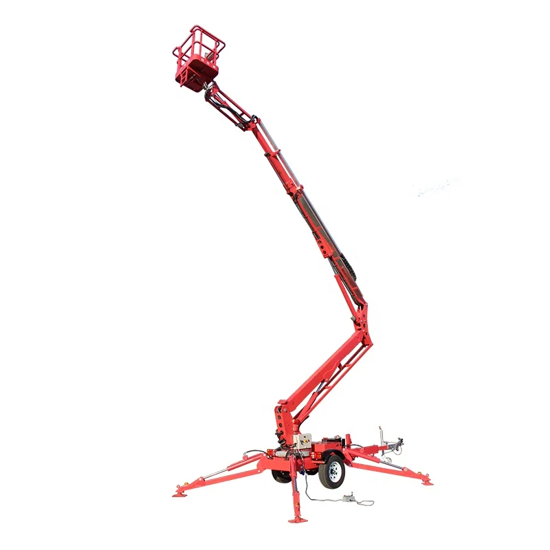 Germany Traffic Alko Axles Hydraulic Electric Trailer Cherry Picker Towable Spider Articulated Boom Lift