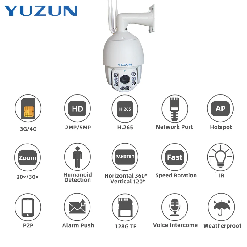 Surveillance Products Zoom Human Detection Two Way Audio IP66 Sim Card 4G Solar Camera High Speed Dome 1080P 5MP 4G Cloud Camera