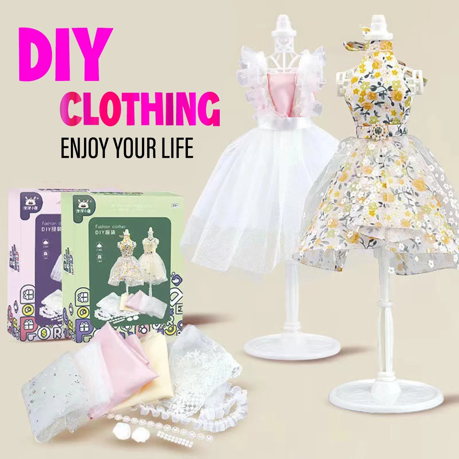 Fashion Design Kit For Girls - Creativity Diy Arts & Crafts Kit Sewing Kit  For Kids Learning Toys