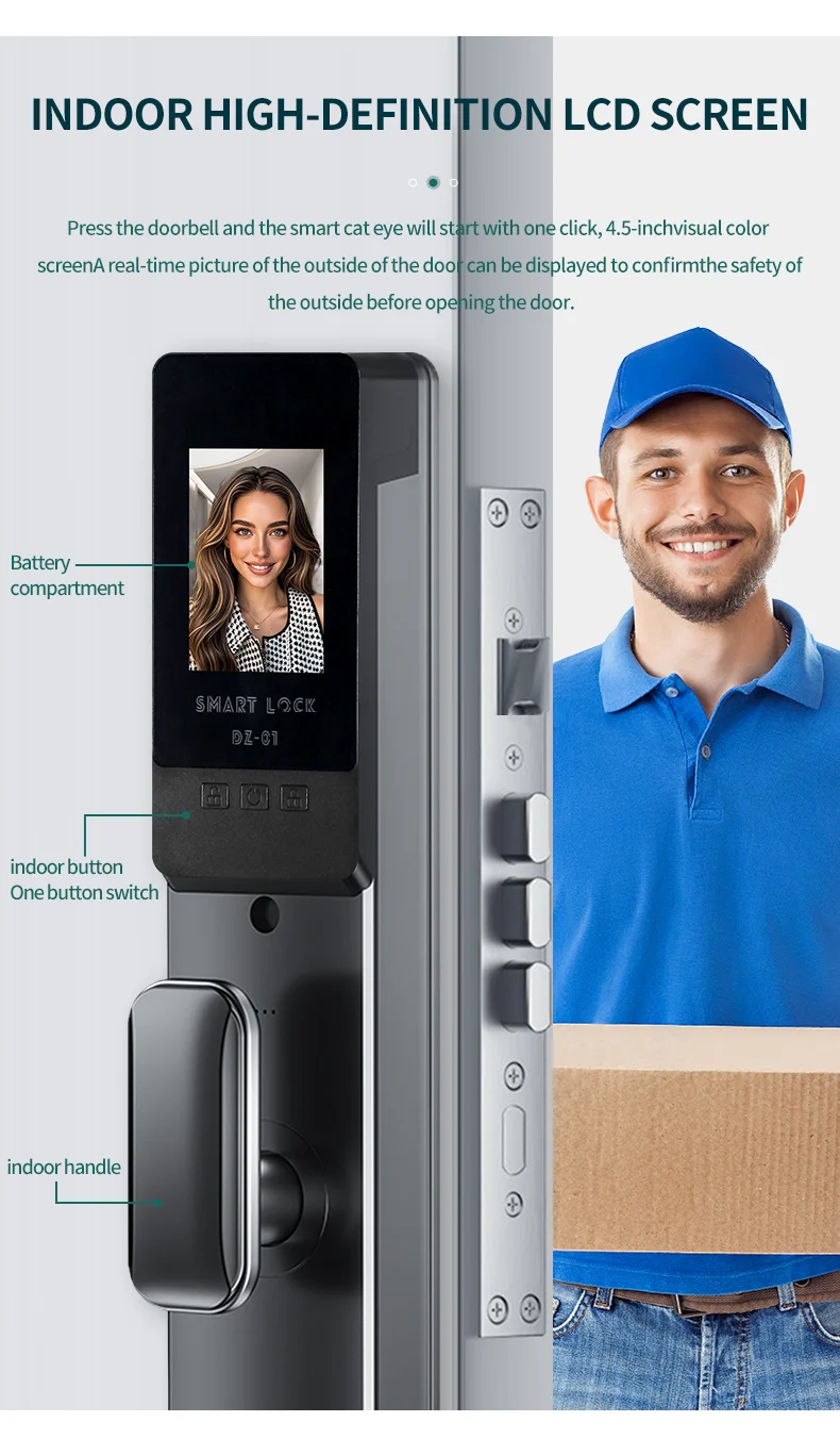 广州ONLENSE 3D人脸可视对讲自动指纹锁Wishome APP别墅公寓门锁支持OEM