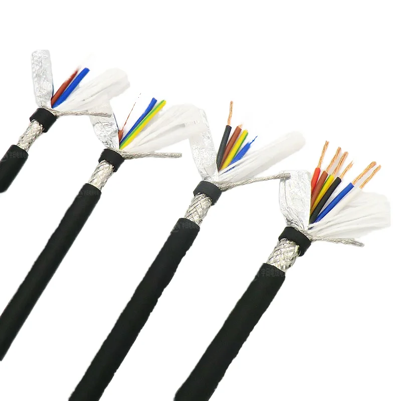 HUAQI High Flexible Drag Chain Cable Shielded 2-16 AWG Towline Wire 2-1012 Core Power Cable with PE Insulation