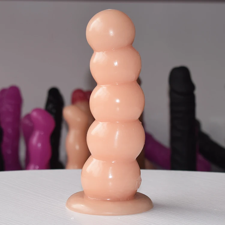 7.8" Total 7.3" Insertable Big Anal Toys Dia 2.2" Round Ball Shaped Butt Plug Graduated Five Beads Ripple Ribbed Anal Bead Dildo