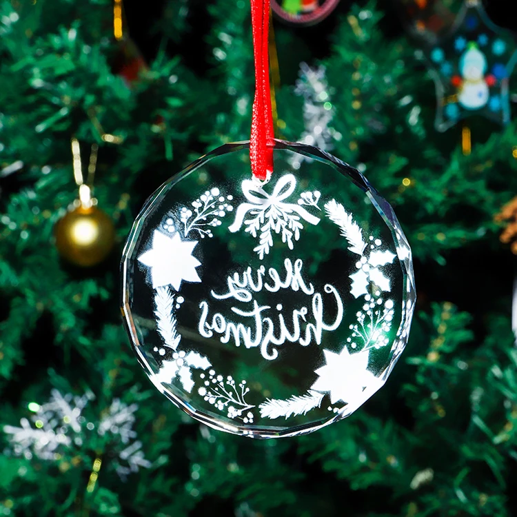 product wholesale custom snow round hanging ornament gifts creative christmas crystal glass pendant-42