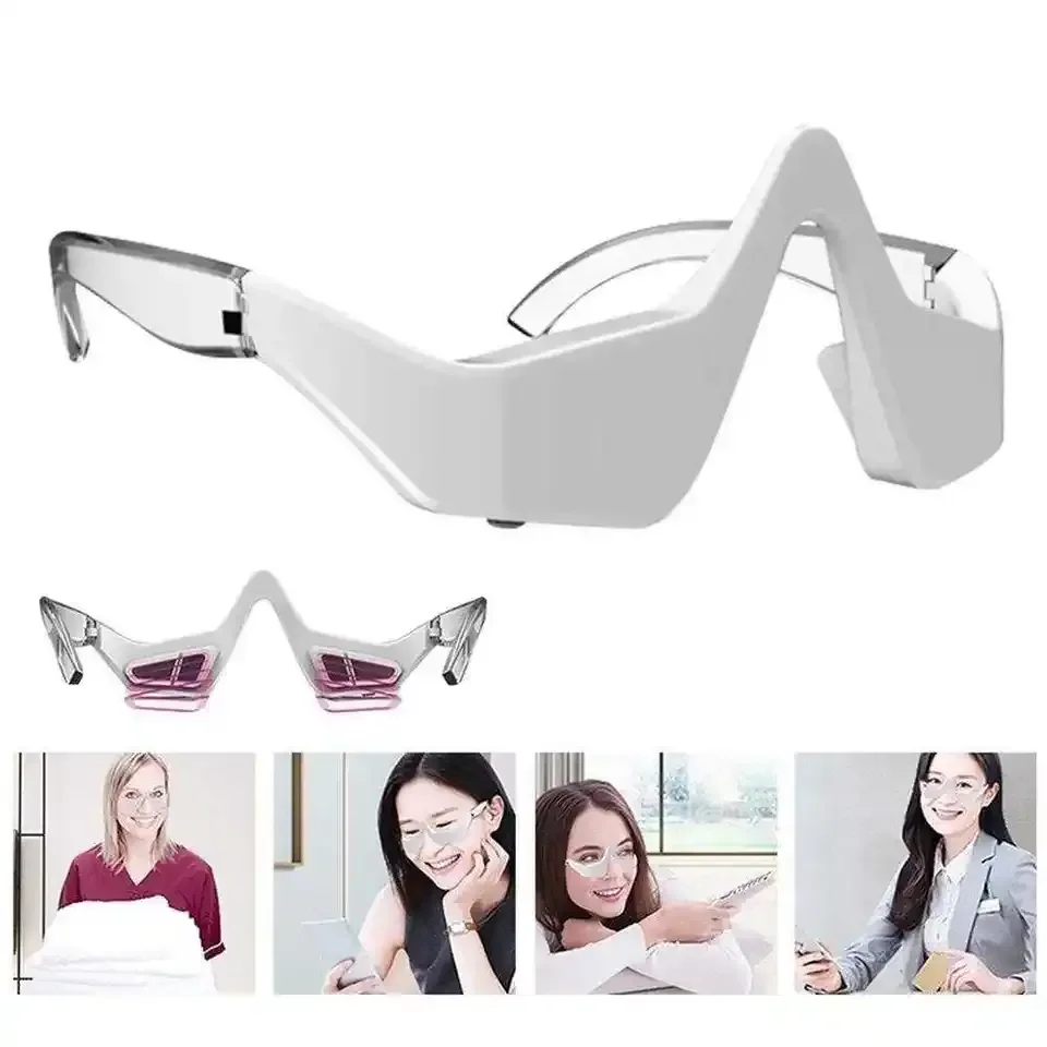 Ems Microcurrent Eye Massager Red Light Therapy Glasses for Dark Circles Under Eye Bags Anti Aging Brightening Glasses