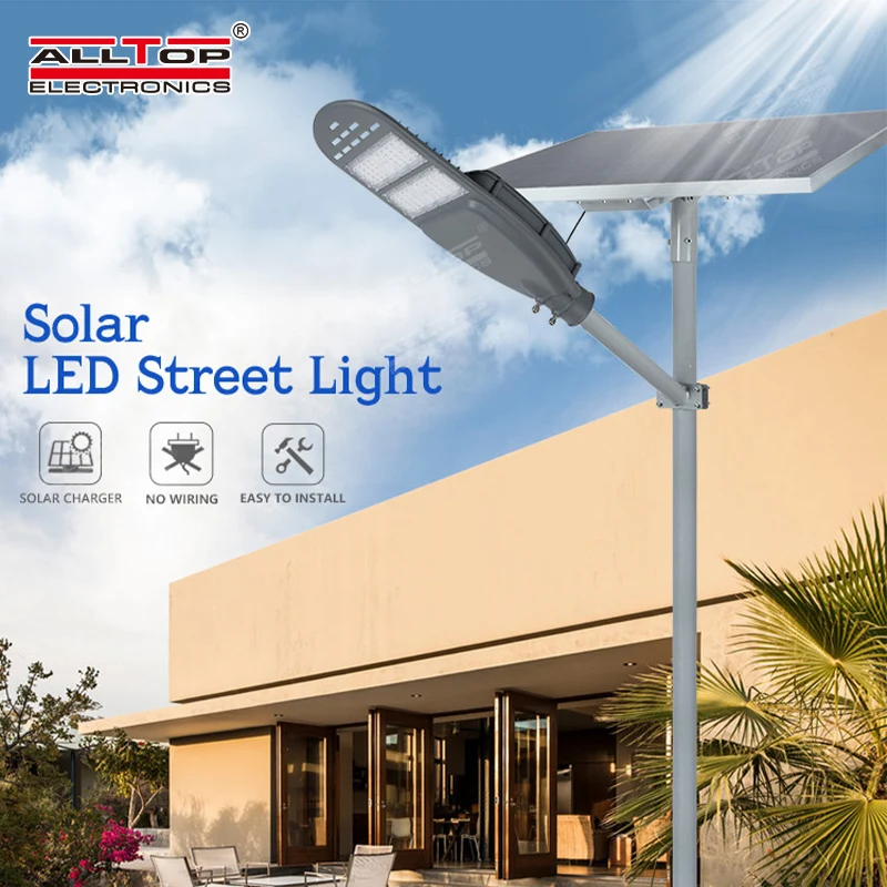 Alltop Road Aluminum Timer Control Smd Outdoor Ip65 Waterproof 100 150 200 Watt Led Solar Street Light