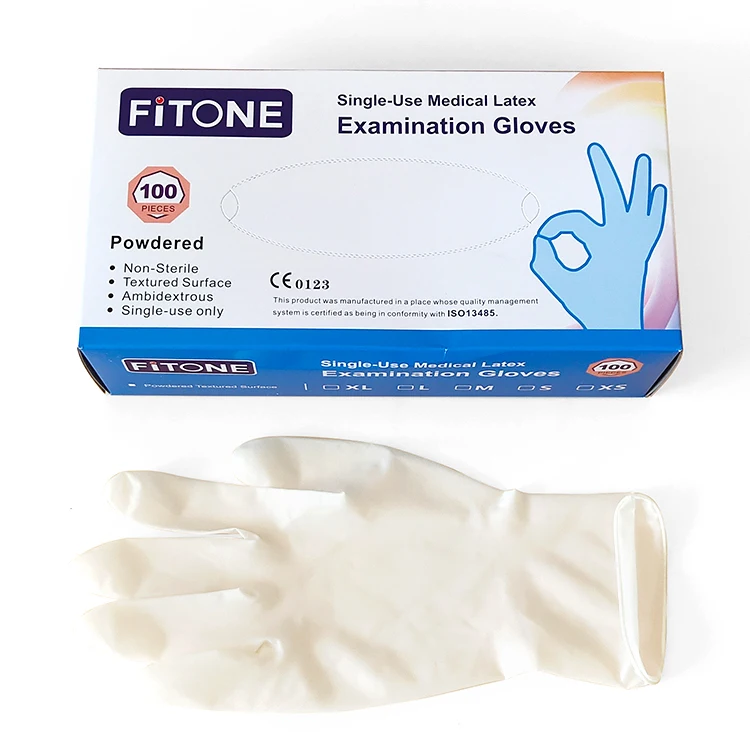 
Powder Free Disposable Non Sterile Latex Medical Examination Gloves 