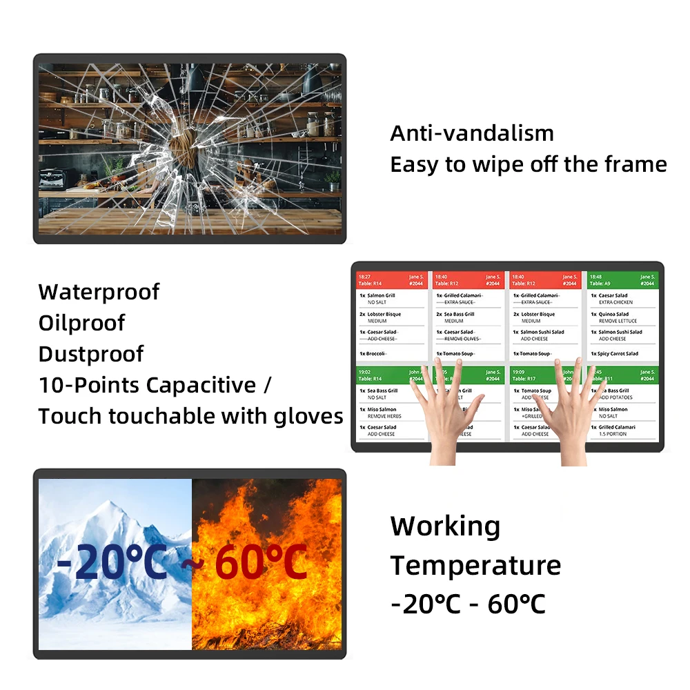 Touch Screen Restaurant Pos System Kiosk 24 Inch Desktop Tablet Portable Monitor Screen Smart Android 13 TV Display Tablette PC