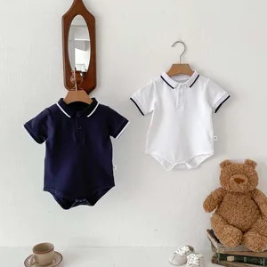 Summer Boys Casual Short-Sleeve Polo Shirt Jumpsuit Turn-Down Collar Outfit Baby Rompers