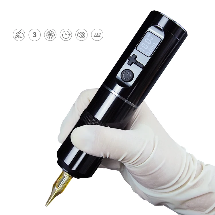 Kit De Machine à Tatouer Sans Fil - Stylo Rotatif + 60 Pièces - Rouge - Neuf