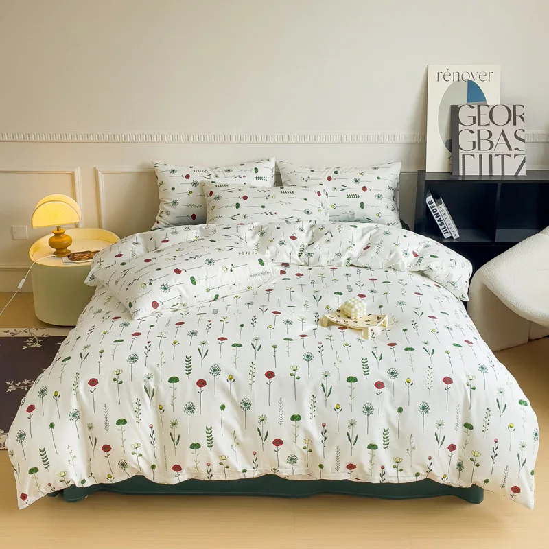 AOYATEX Hot selling Cotton bedding set Duvet cover Three piece set Plants and flowers Print bed set supplier