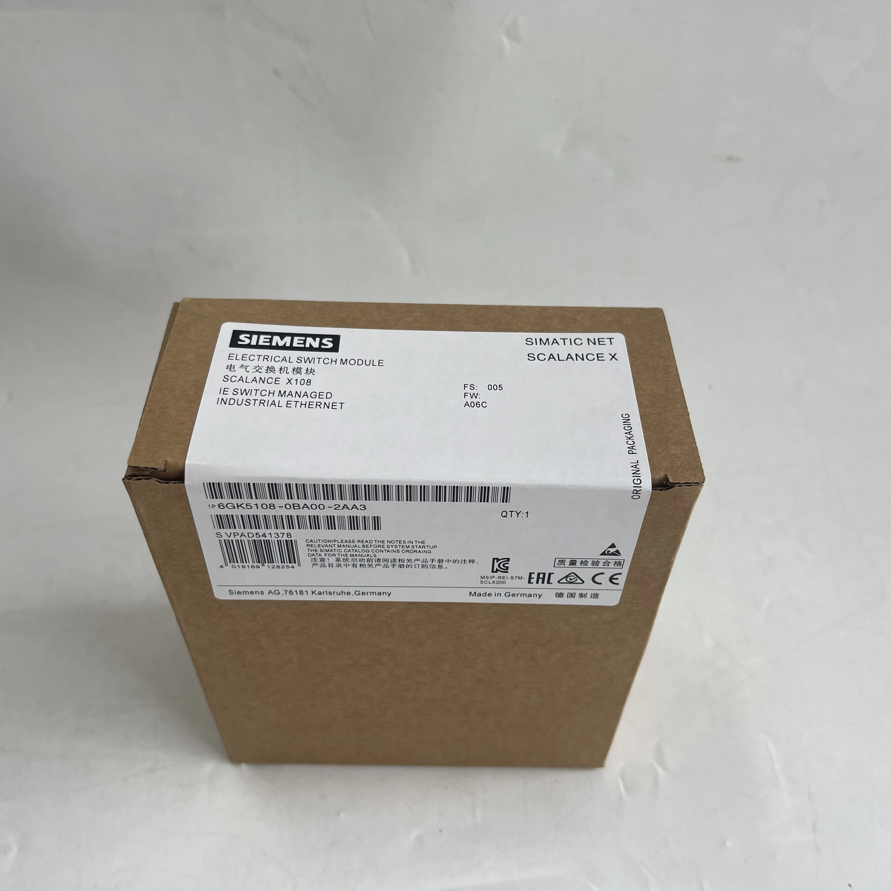 Siemens SCALANCE X Industrial Ethernet Switch 6GK5108-0BA00-2AA3 Siemens SCALANCE X Industrial Ethernet Switch 6GK5108-0BA00-2AA3