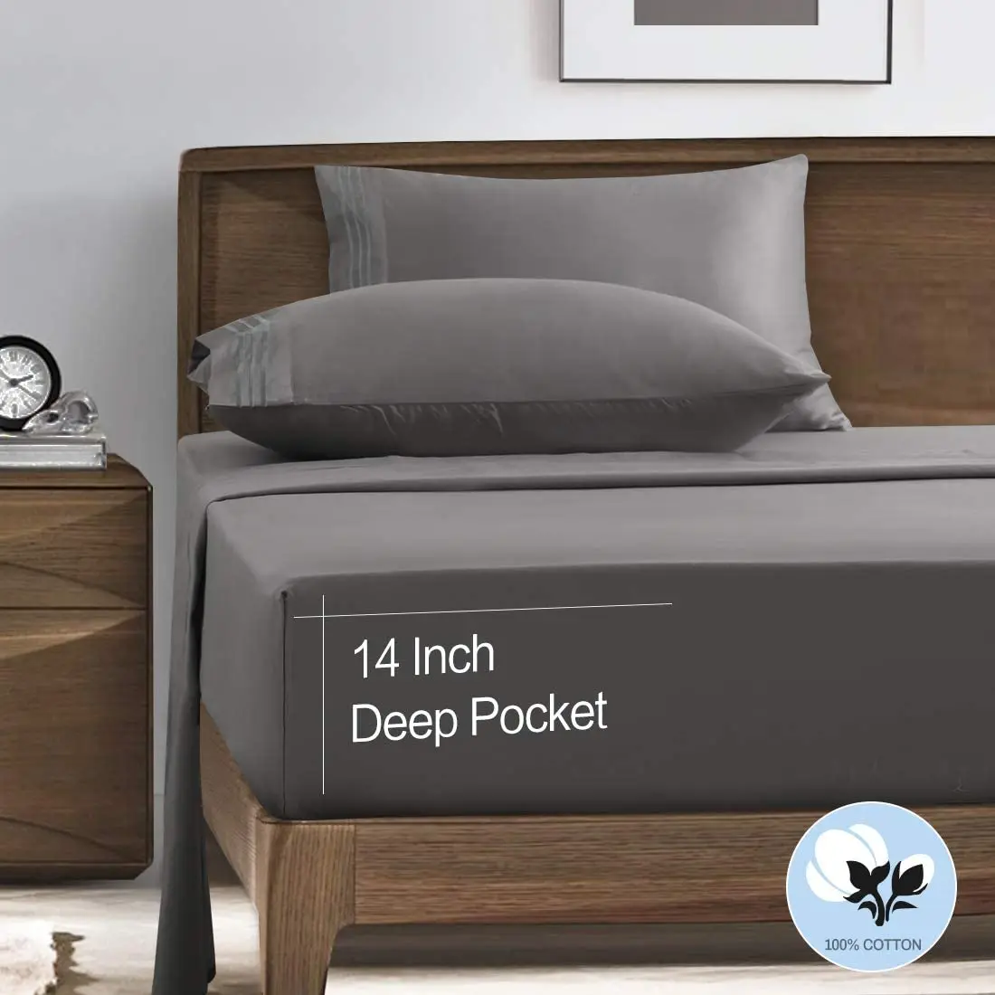 Bluff City Bedding 1800 Series Egyptian Cotton & Bamboo Satin Sheet Set – Deep Pocket, Cooling