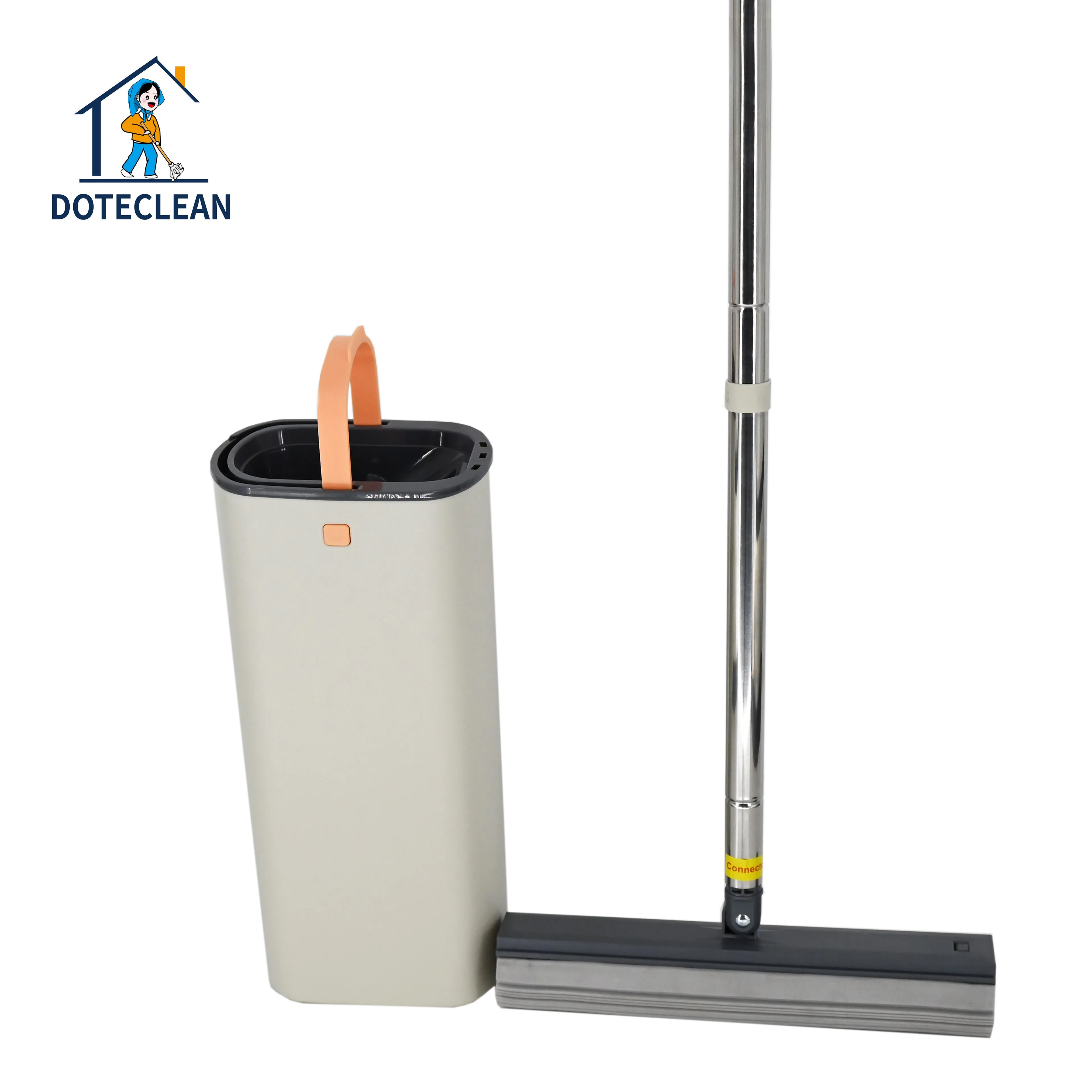 Small PVA Head 360° Easy-Squeeze Self-Cleaning and Drying Hand-Free Floor Mop Bucket with Swivel Handle