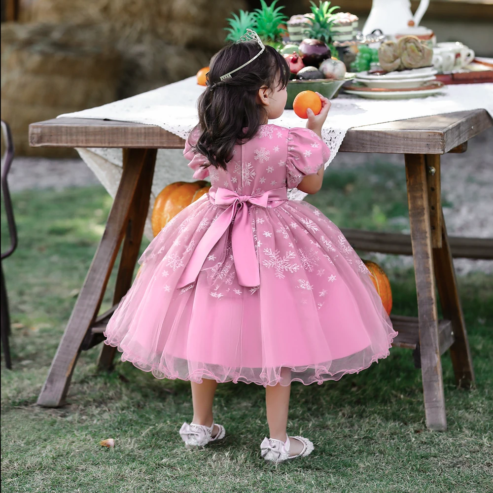 Buy Pink Lace Girls Dress Princess Embroidery Flower Summer Online in India  