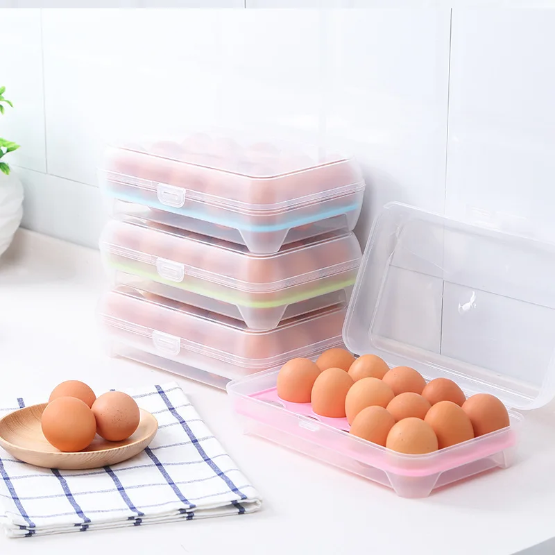 15 Grids Plastic Egg Storage Box Egg Cartons Food Holder Fridge Kitchen Supplies 