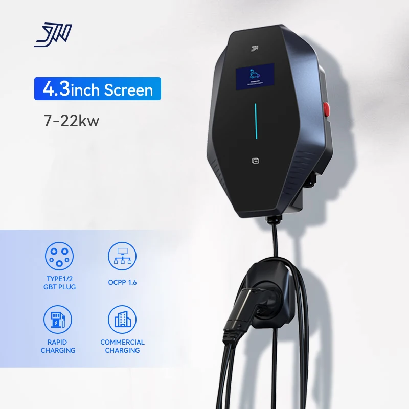 Commerical 4G wifi APP 7kw 11kw 22kw 32a wallbox AC charging station type 2 ocpp ev charger