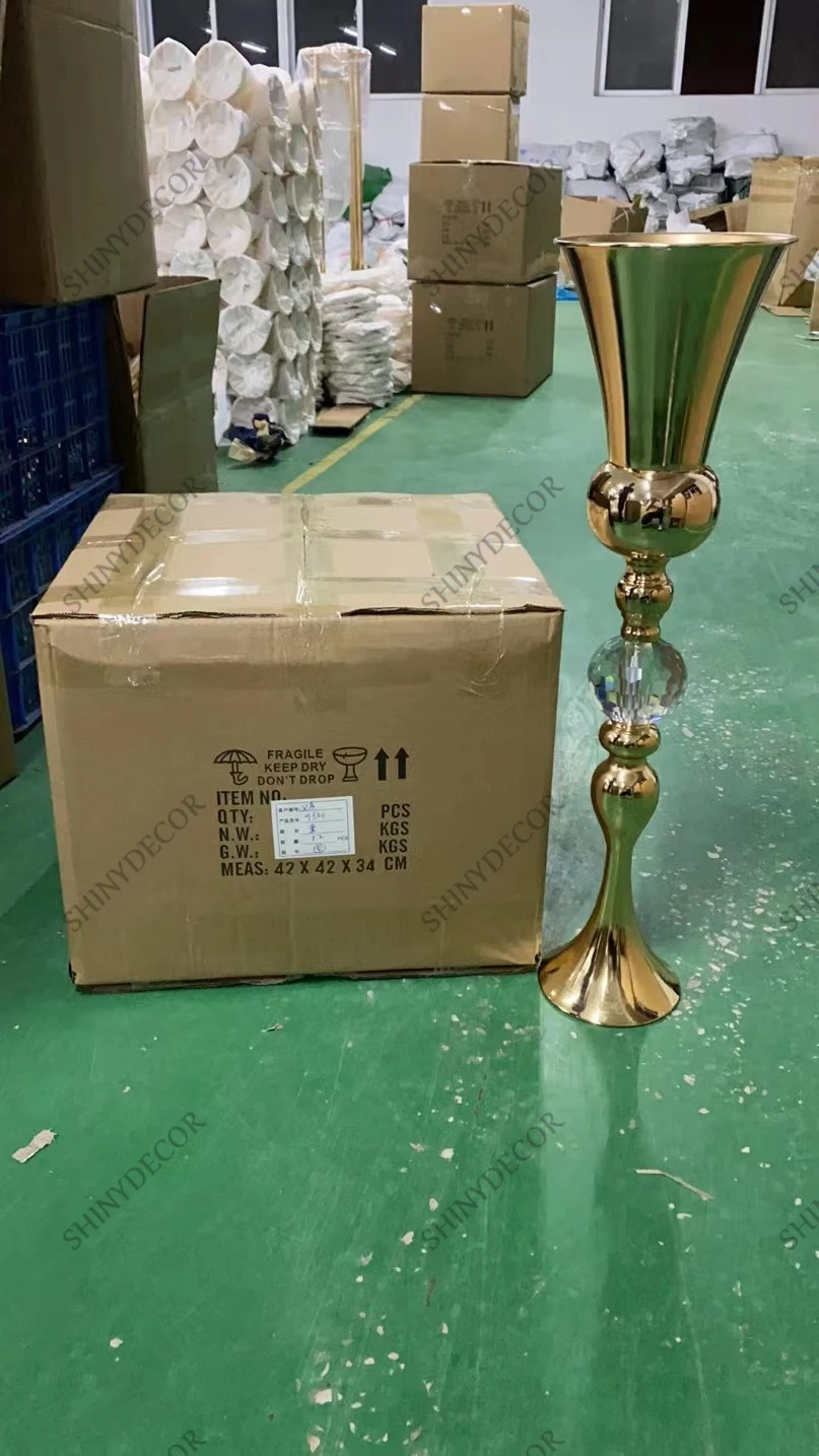 Shj012 Gold Iron Flower Stand Popular Wedding Party Events Table