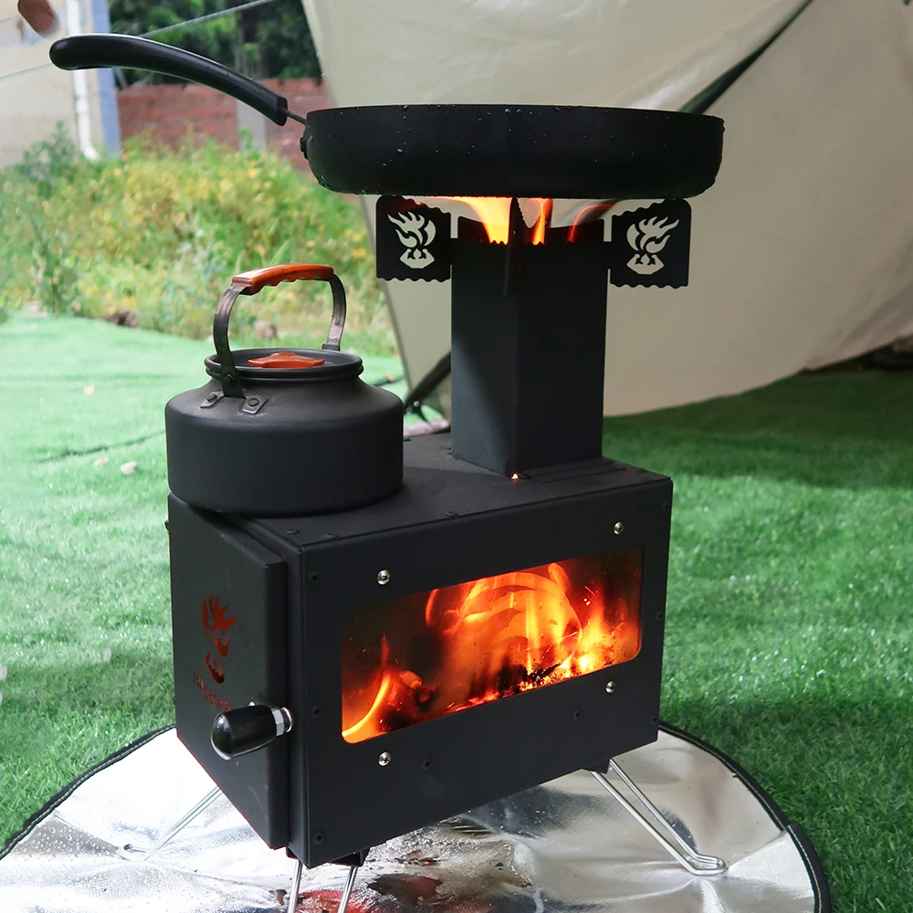 Poêle De Camping Rocket Stove En Inox - Bois - Portable Pour Tente Ou Extérieur - 18x11.5x5.5cm