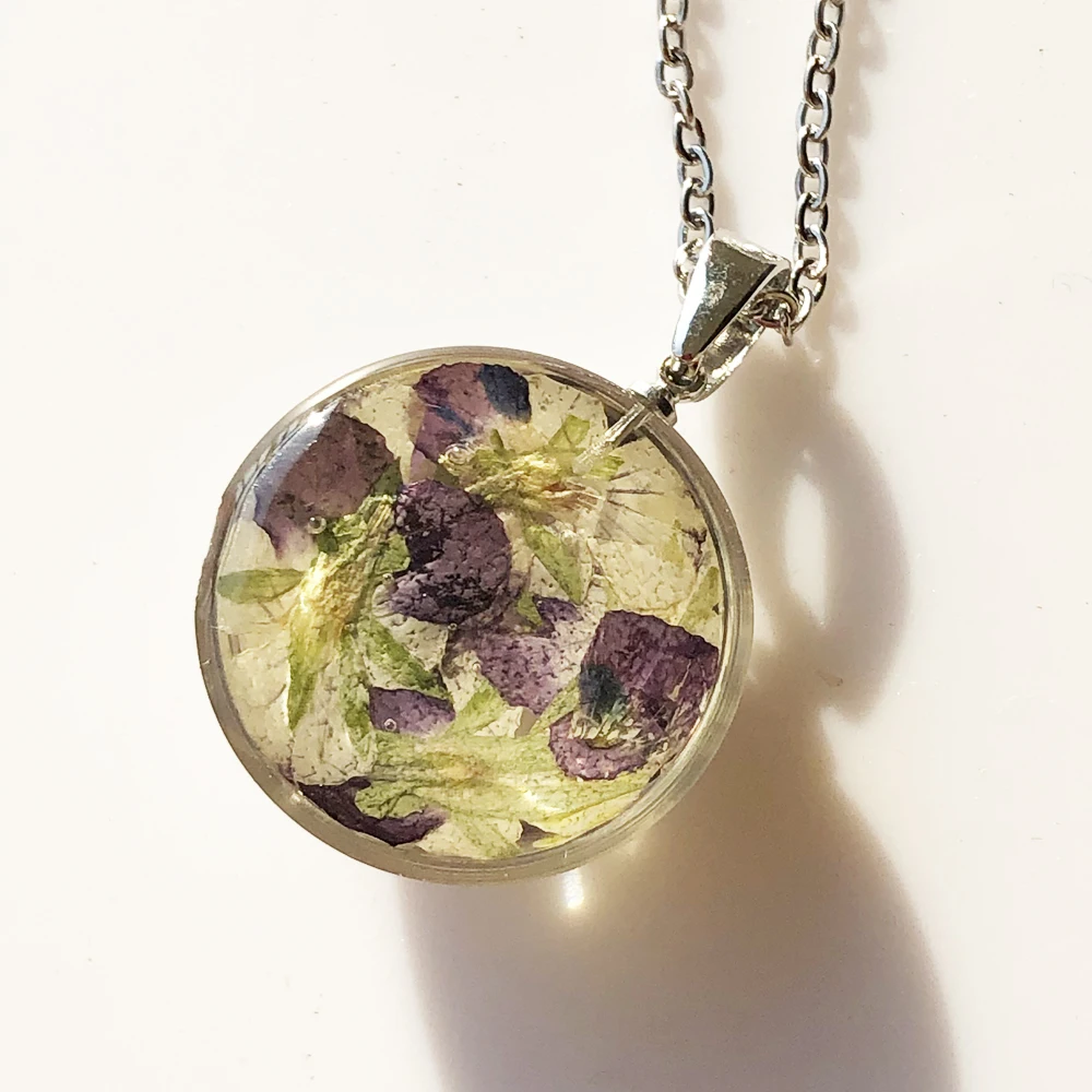 Vivica Pressed Violet Flower Necklace – One Tribe Jewelry