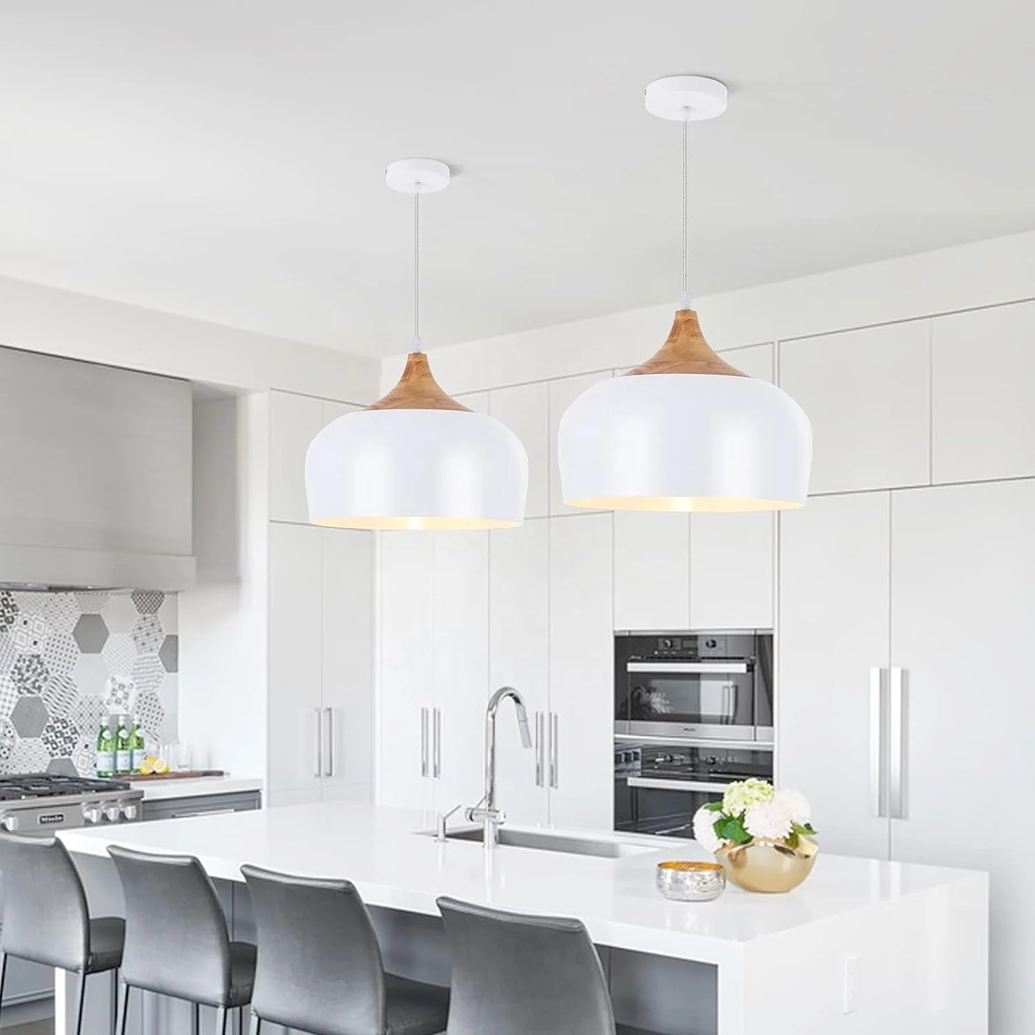 Современные большие белые подвесные светильники деревянный купольный подвесной светильник