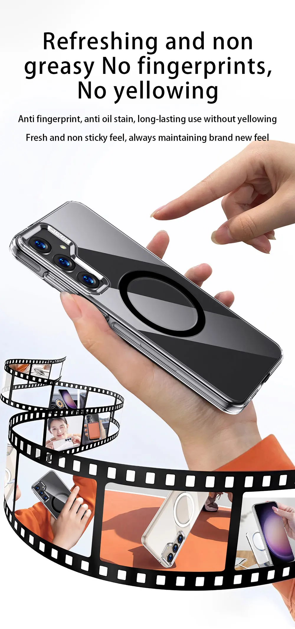 Transparent Phone Case For Samsung Galaxy S24 Plus Ultra S24+ Camera Protector Magnetic Ring Clear Airbag Hard Pc Wls84 Wlons factory