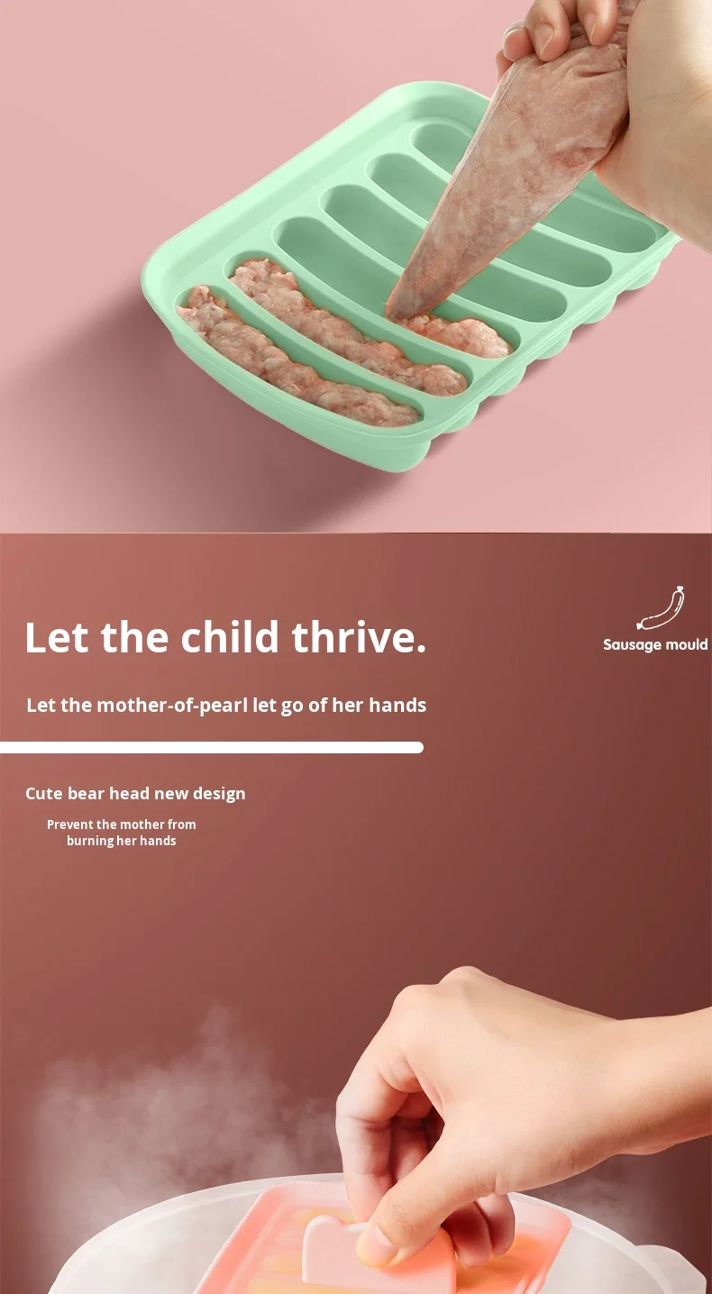 High Temperature Resistant Baby Sausage Mold Easy to Clean Square Silicone Complementary Food Mold details