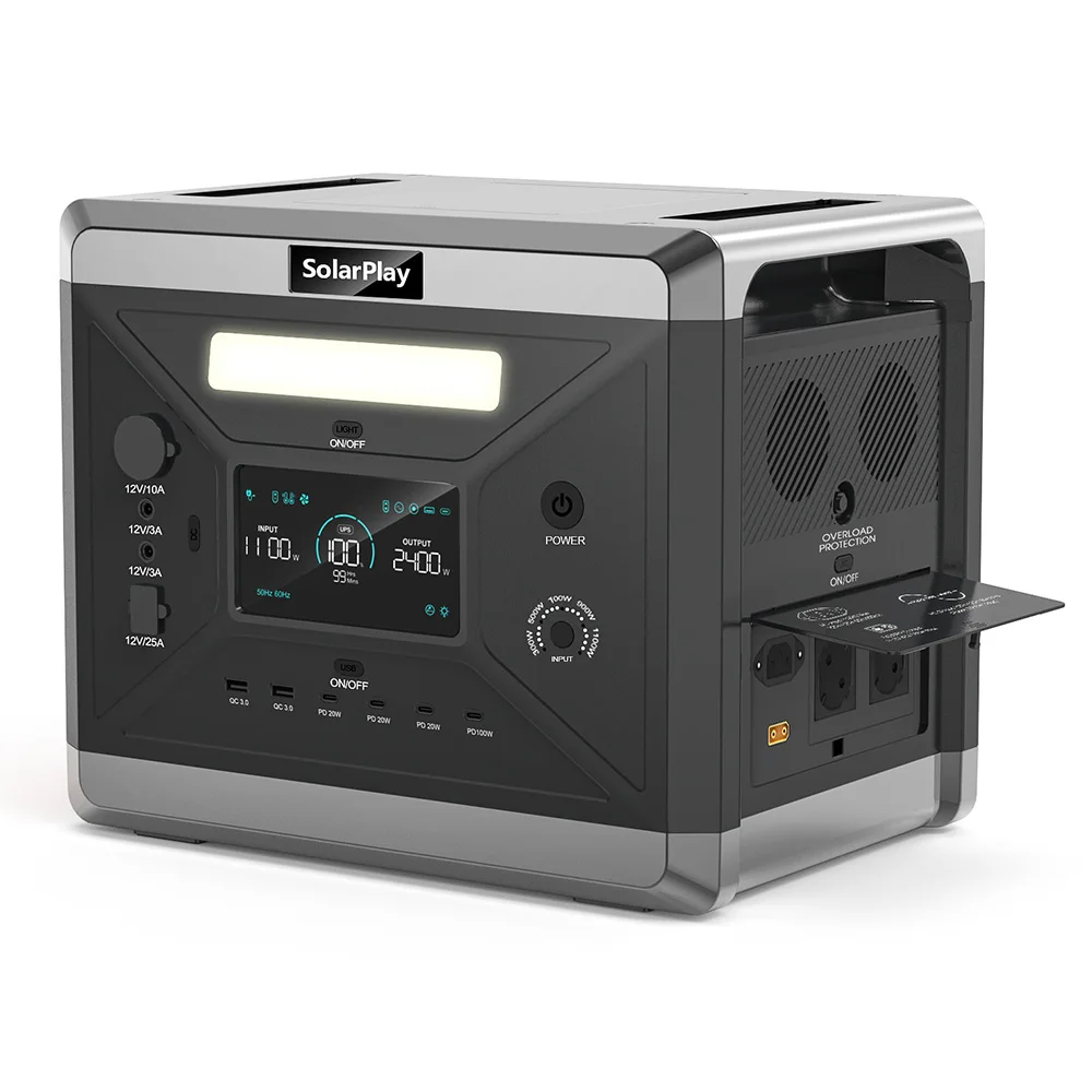 SolarPlay Q2501 ポータブル電源 2400W/2160Wh キャンプ用 4充電方法