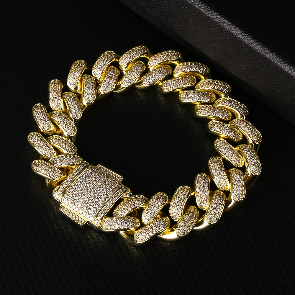 Gold deals Plated Iced out Cuban Link Bracelet 8inch