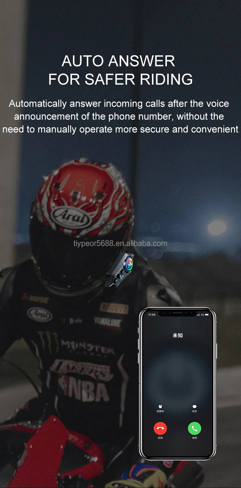 product tiypeor motorcycle helmet intercom bluetooth headset with music sharing feature stylish for riders and lovers-8