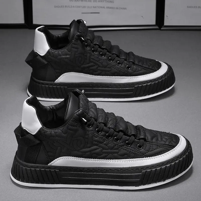 Step on Spring 2024 New Youth Sports Board Mens Thick Soled Anti Slip Versatile Work and Leisure Pvc Outsole Walking Shoes