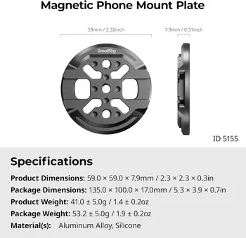 For SMALLRIG 5155 Smartphone Filming Kit 1/4"-20 Threaded Hole Magnetic Phone Mount Cold Shoe for DJI Mic Ball-Head Selfie product image