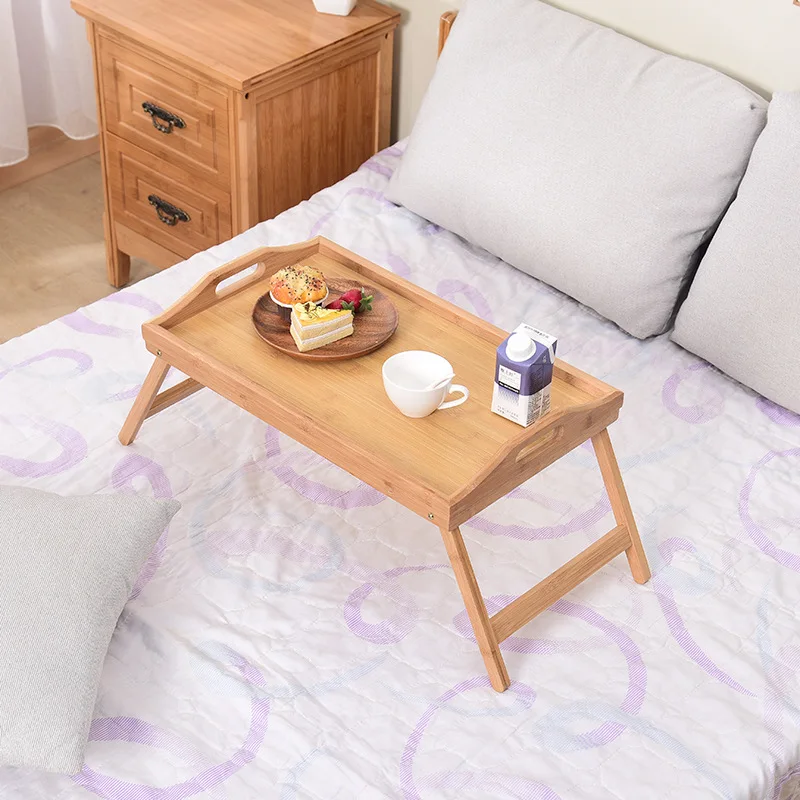 Plateau Petit-Déjeuner En Bambou Avec Pieds Pliables – Idéal Lit, Canapé, Télé – Multifonction Et Élégant